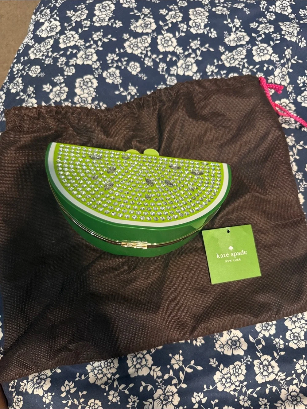 kate spade Lime Green Crystal Watermelon Clutch
